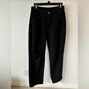 Black Distressed Women Jeans Size M